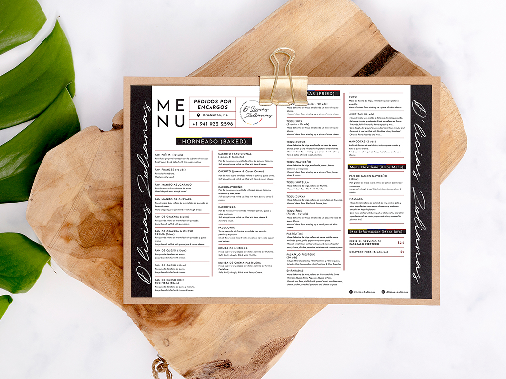 D'licias Zulianas Menu